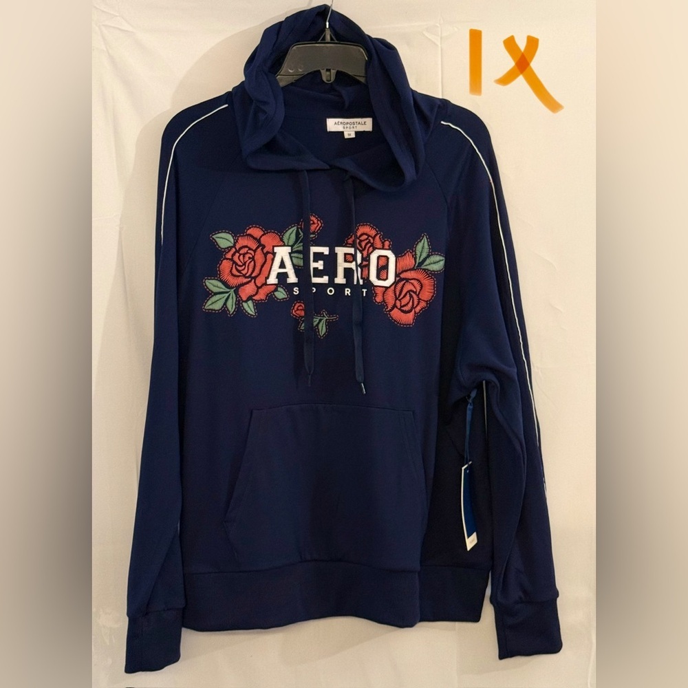 Aeropostale Navy Blue Hoodie with Floral Design